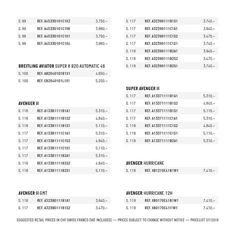 breitling preisliste|breitling price list.